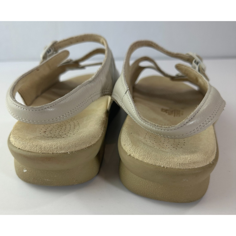 SAS Slingback Triple Buckle Leather Sandals Tripad Comfort Flats Beige Size 9M 9 - Picture 9 of 15